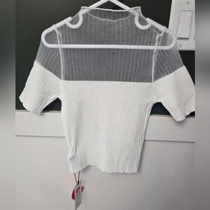 Cider Sheer Cream ribbed knit on top, opaque white ribbed knit